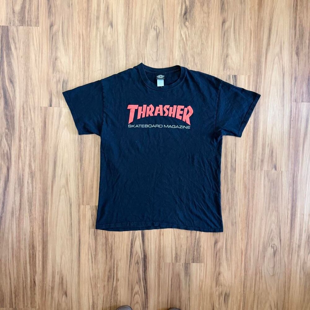 Y2K 2000’s Thrasher Magazine Skater Los Angeles Black Shirt Men’s Size Large